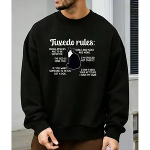 Tuxedo Cat Rules Sweatshirt for Cat Lovers – Comfy Long Sleeve, Machine Wash Friendly