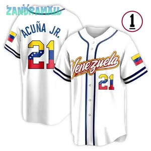Personalized Ronald Acuña Jr. #21 Baseball Jersey, Custom Name And Number Venezuela Baseball Jersey Uniform For Fans Baseball Lovers