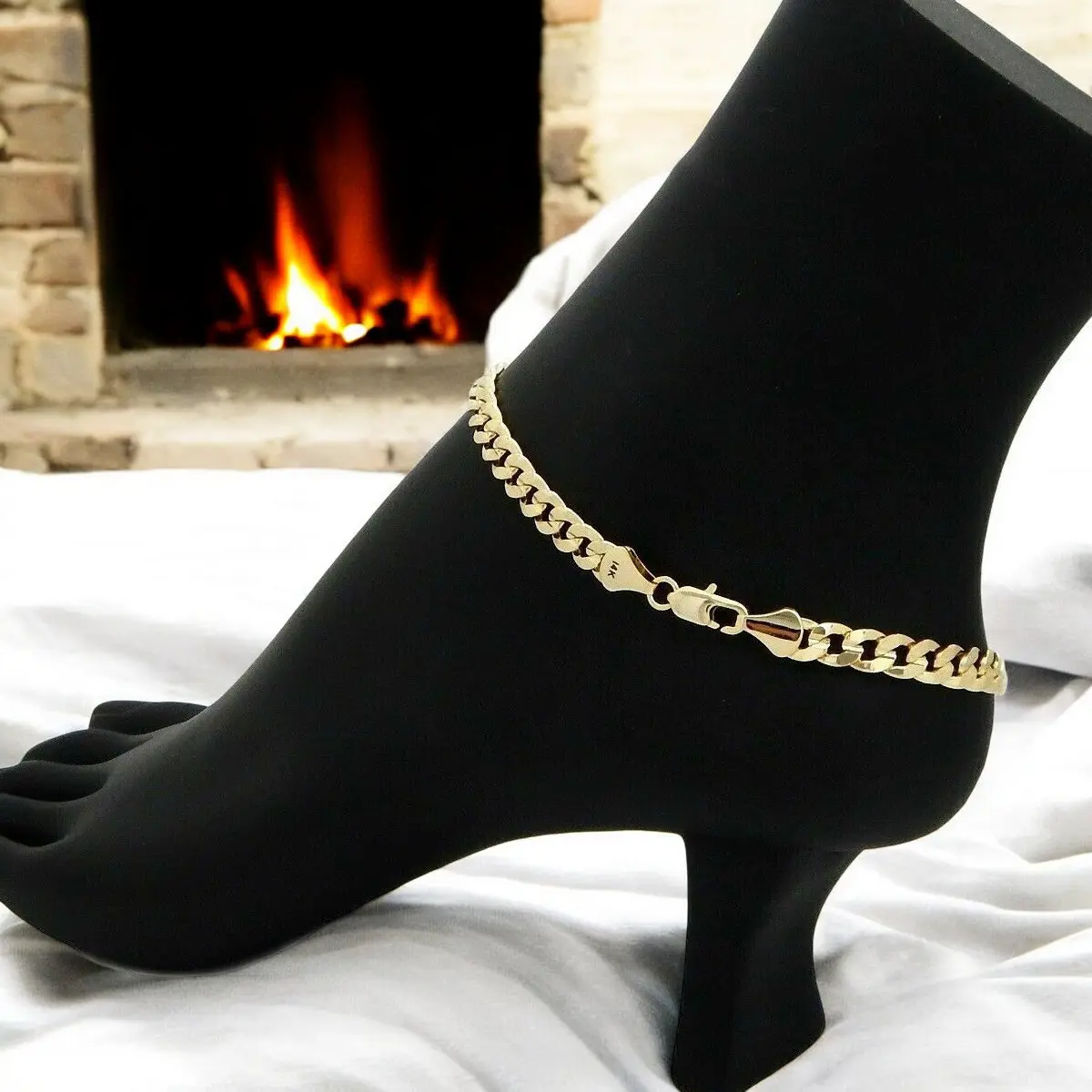 MaxBling81 6mm 10" Concave Cuban Curb Link Anklet, 14K Stamped Gold-Plated Quality Brass Jewelry, Anklets for Women Fashion Accessory