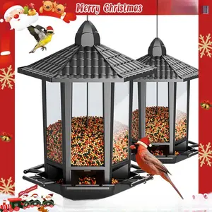 2 Pack Bird Feeders for Outdoor Hanging, Retro Pagoda Design Fun-Assembly Bird Feeder, Attracting Wild Birds Chickadees Goldfinches Cardinals Finches and Sparrows, Gift for Halloween