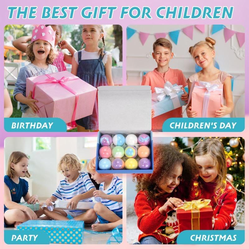 12PCS Bath Bombs for Kids with SurpriseSPRINGInside, 12 Pack Kid Bath Bombs Gift Set,Easter Basket Stuffers for Boys Girls BubbleBath with Toys Inside Skin Repair