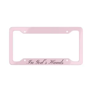 In God’s Hands Pink License Plate Frame – Christian Faith Car Accessory, Religious Inspirational Decor for Trucks & SUVs, Gift for Women & Men