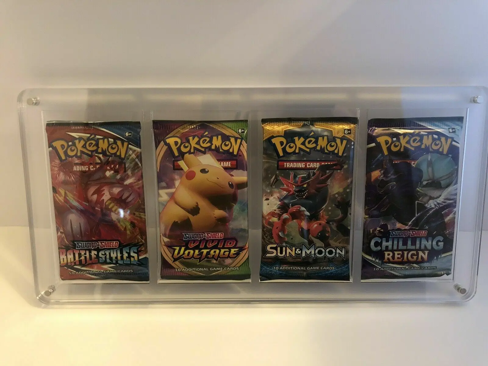 Acrylic 4  Booster Pack Frame Display Case Magnet Locks