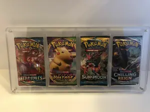 Acrylic 4  Booster Pack Frame Display Case Magnet Locks
