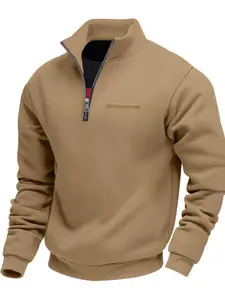High Quality Men's Quarter Zipper Long-Sleeved Hoodie, Casual Sports Jumper, Stylish And Comfortable, Suitable For Daily Collocation, All-In-One Zipper Design, Suitable For Any Season, Daily Outdoor Wear, Casual Sportswear, Athletic Style Activewear