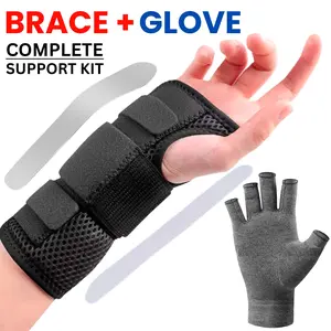 Wrist Brace & Compression Glove Kit – Hand Brace Carpal Tunnel Wrist Splint Night Support for Women Men, Pain Relief Support -Tendonitis, Arthritis, Sprain