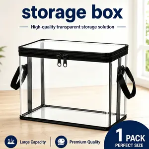 Large Clear Thick Plastic Storage Box with Hinged Lid, Heavy-Duty Durable High-Capacity Organizer for Home, Moving, Attic