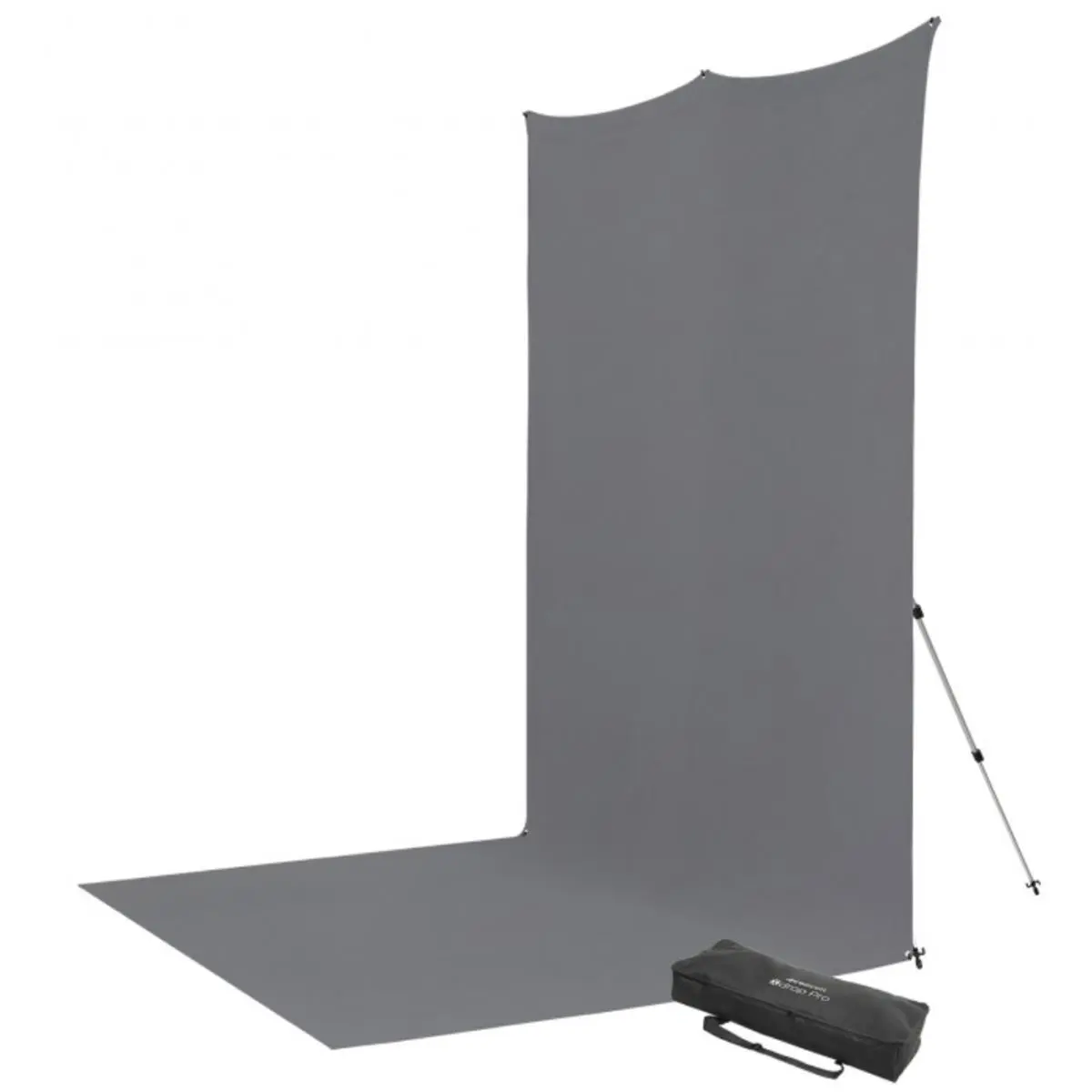Westcott X-Drop Pro 8x13' Wrinkle-Resistant Polyester Backdrop Kit with Aluminium Stand, Neutral Gray Sweep, Rubber Grip, Grommet Mount Camera Accessory