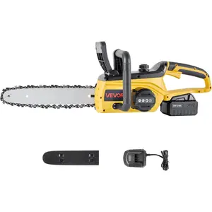 VEVOR Cordless Chainsaw, 20V 12-Inch Brushless Chainsaw Battery Powered, 4.0Ah Battery and Rapid Charger Included, Handheld Electric Chain Saw for Tree Felling, Wood Cutting, Pruning, and TrimmingVEVOR Super Brand Day