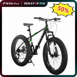 Elecony 26 Inch Fat Tire Bike for Adult & Youth, Shimano 7 Speed Mountain Bicycle, Dual Disc Brake, High-Carbon Steel Frame, Front Suspension, All-Terrain Bike for Mountain Trail, Urban Commute, City Riding and Outdoor Adventure tall women