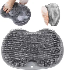 Shower Foot and Back Scrubber Mat,Wall Mounted Shower Foot Scrubber with Suction Cups,Exfoliating Silicone Massage Foot Cleaner for Shower