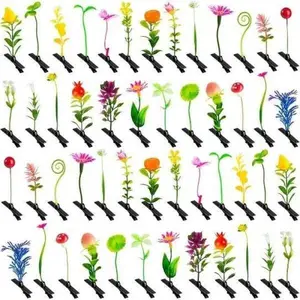 20PC MIXED Bean Sprout Hair Clips Pack Little Leaf Leaves Rave Plur Festival EDM Concert Flower Grass Cute Small Straight Hairpins Funny Costume Barrette Headwear Hair Accessories Party Headwear Pin