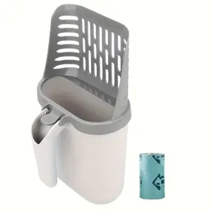 Poop Scooper,  Poop Scooper with Holder, No Touch Litter Box Scoop, Cat Litter Scooper with Bag, Removable Large Capacity, Isolate Odor, No Dirty Hands