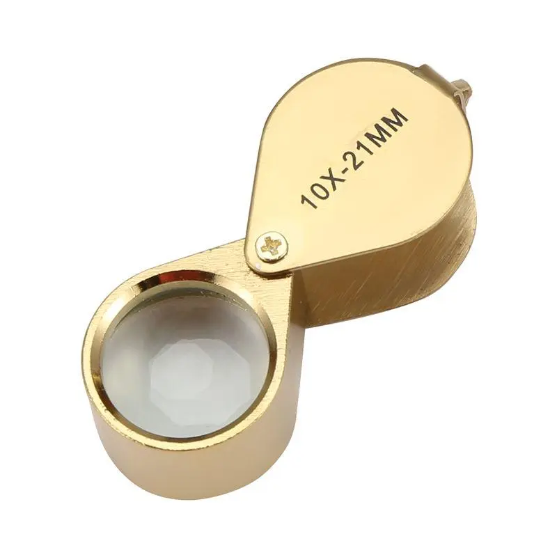 10x Magnifying Loupe Glass for Jewelers — Foldable Jewelry Loop Loupe (Gold)