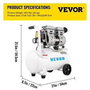 Summervibes VEVOR Air Compressor 6.6 Gallon, Portable Air Compressor 1 HP, Oil Free Air Compressor Steel Tank 750W, Pancake Air Compressor 115 PSI, Ultra Quiet Compressor for Home Repair, Tire Inflation