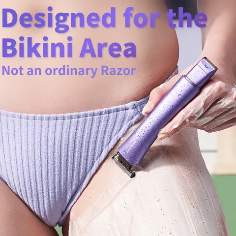 BreezeNu Women's Cordless Bikini Shaver & Hair Trimmer - Hypoallergenic Titanium-Coated Blades, Pain-Free Grooming, IPX7 Shower-Safe, Rechargeable Li-Po 4500 mAh Non-Removable Battery, Flexible, LED Light, Cleansing Tool to See Every Hair for Daily Care