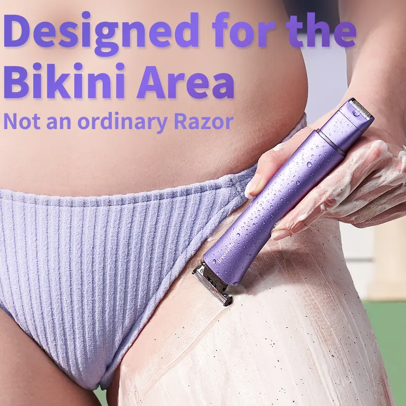 BreezeNu Women's Cordless Bikini Shaver & Hair Trimmer - Hypoallergenic Titanium-Coated Blades, Pain-Free Grooming, IPX7 Shower-Safe, Rechargeable Li-Po 4500 mAh Non-Removable Battery, Flexible, LED Light, Cleansing Tool to See Every Hair for Daily Care