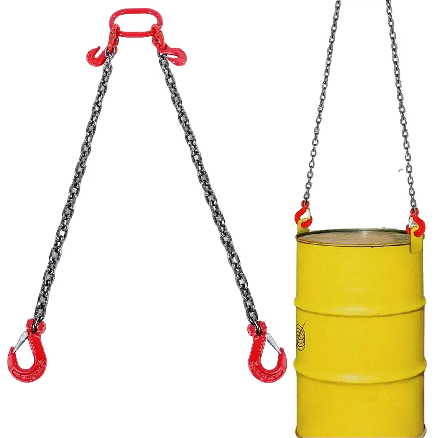 VEVOR Multi-Size 2-Leg G80 Lifting Chain Sling with Grab Hooks - 3/8" & 5/16" Sizes, 5 FT/6 FT/10 FT Lengths, High Load Capacity 6600-11000 lbs for Lifting Heavy Loads