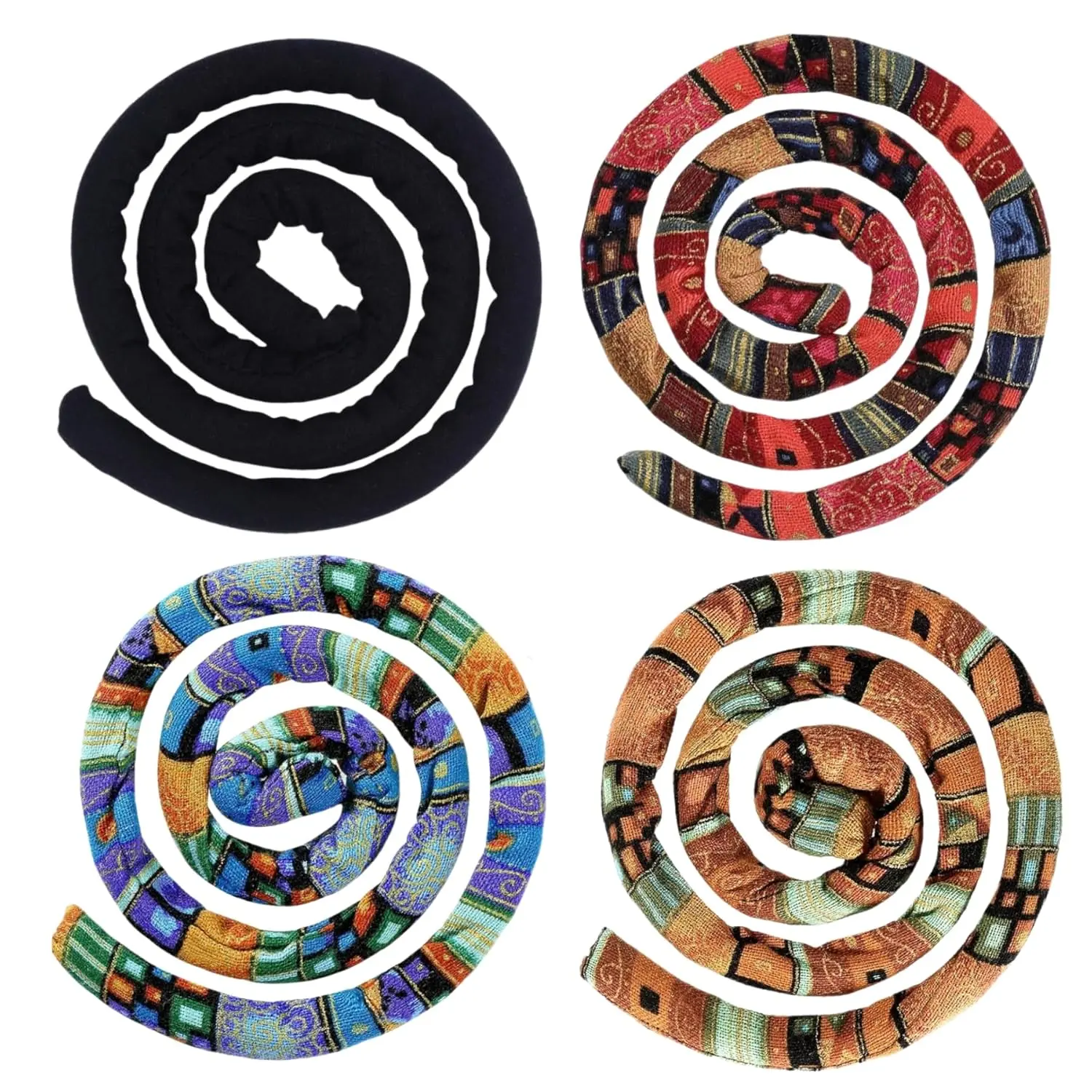 4 count Spiral Lock Hair Tie for Dreadlocks - Iron Wire Embedded, Bendable Ponytail Holders - Long Dreadlock Accessory for Women & Men with Thick Curly Hair