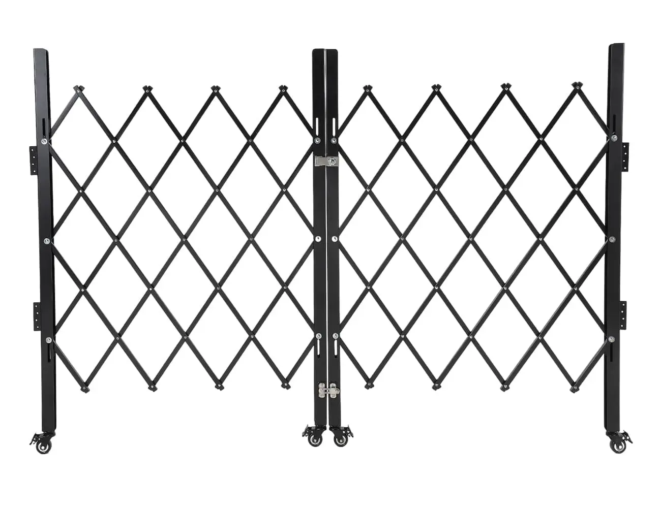 Garvee Double Folding Security Gate with Lock, 63"H x 122"W Heavy-Duty Steel Outdoor Barricade Retractable Gate, 360° Rolling Portable Scissor Gate for Garden, Yard, and Fence Protection