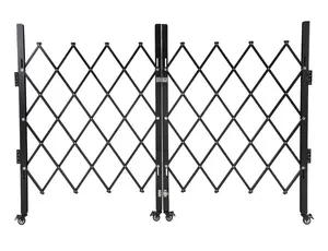 Garvee Double Folding Security Gate with Lock, 63"H x 122"W Heavy-Duty Steel Outdoor Barricade Retractable Gate, 360° Rolling Portable Scissor Gate for Garden, Yard, and Fence Protection