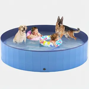 Aquafold Collapsible Pet Pool - Foldable and Portable Dog Swimming Pool, Durable Plastic Bathing Tub for Dogs and Cats, Indoor and Outdoor Pet Wading Pool, 80 x 12 Inches