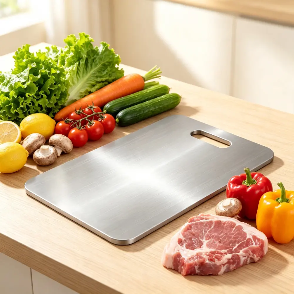 1pc Stainless Steel Cutting Board 11.5 * 8 inch, Durable Rustproof Easy to Clean for Meat Vegetables Fruit Home Kitchen