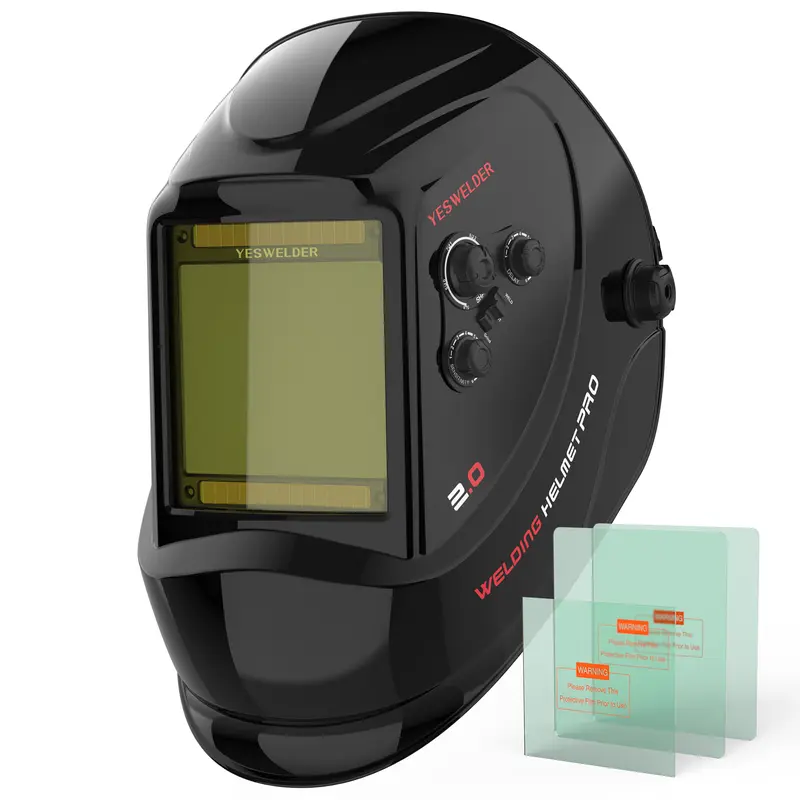 YESWELDER LYG-M800H True Color Auto Darkening Welding Helmet | Large 3.93"x3.66" View, 4 Arc Sensors Welding Mask | Wide Shade 3/5-13 Hood for TIG MIG ARC Grind