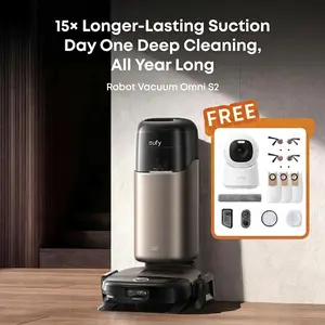 NEW eufy S2 Robot Vacuum Omni and Mop Combo, 30,000 Pa AeroTurbo 2.0 Long-Lasting Suction, HydroJet  2.0 Self‑Cleaning Roller Mop, CleanMind AI Navigation, Fragrance Diffuser, All‑in‑One Station