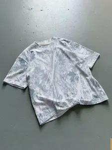 Unisex Abstract Camouflage Camo Print T-Shirt, Washed Vintage Look, Oversized Loose Baggy Fit, Breathable Fabric, Casual Summer Streetwear, Daily Wear, Music Festival
