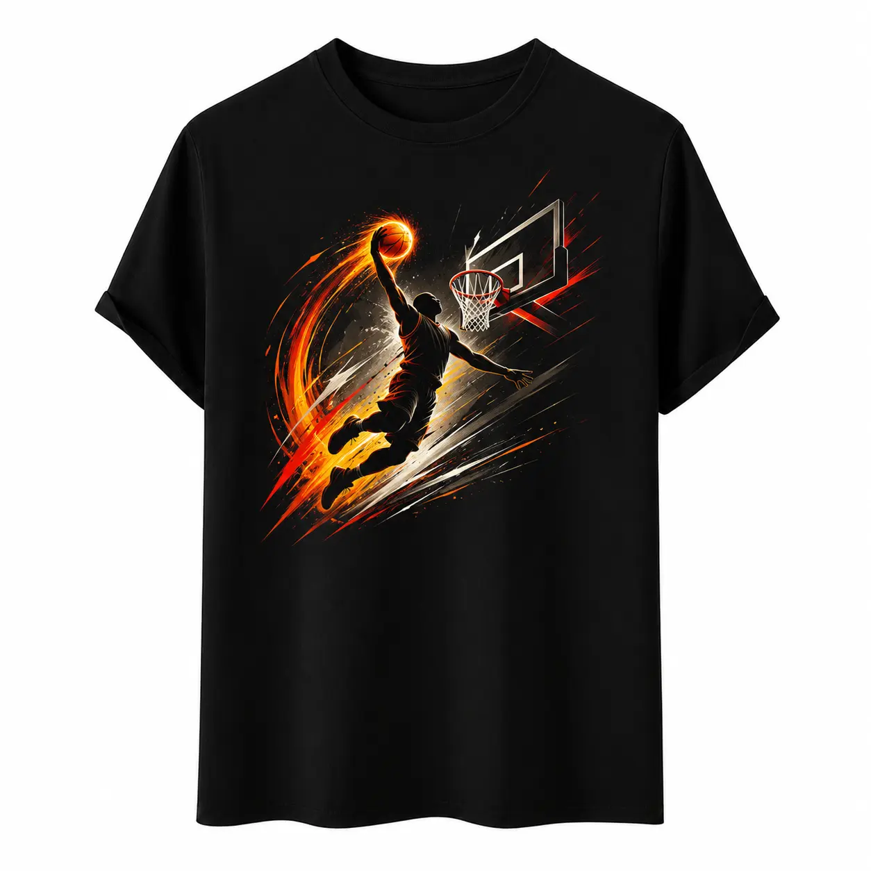 Fire Slam Dunk Basketball Player Dynamic Splash Full Print Unisex Sports T-Shirt