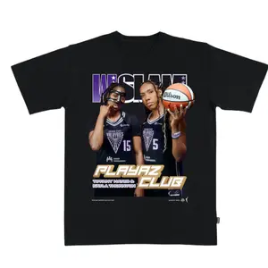 Tiffany Hayes T-Shirt Slam Graphic Tee, “Playaz Club” Basketball Duo Shirt, Women’s Hoops Fan Streetwear Cotton Tee
