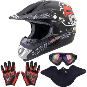 Adult DOT/FMVSS218 Motocross Dirt Bike Helmet with Goggle Gloves Mask Adjustable Sun Visor OffRoad Motorcycle ATV Helmet