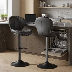 Modern Swivel Bar Stools Set of 2, Bar Chairs Counter Adjustable  with High Backrest, Easy 3-5 Minute Assembly for Bar, Kitchen, Dining Room