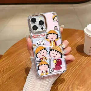 Cute M-Maruko Phone Case For IPhone 17 Air 16 E 15 14 13 12 11 Plus Pro Max Electroplated Transparent Soft Shell