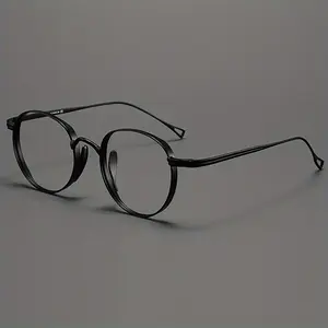 A New Style Of Retro Eyeglass Frame For Men And Women, Oval Pure Titanium Wide Frame, Unisex Eyeglasses. The Total Width Of The Glasses Is 136mm, The Width Of A Single Lens Is 49mm, The Height Of The Lens Is 45mm, The Bridge Width Is 20mm, The Temple Leng