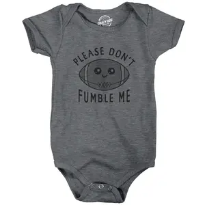 Please Dont Fumble Me Baby Bodysuit Funny Cute Football Joke Jumper for Infants Funny Baby Onesies Funny Football Onesie Novelty Onesie Dark Grey