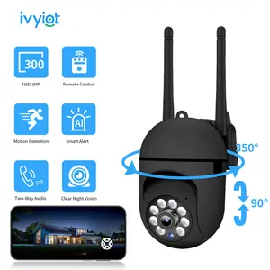 Ivyiot 2K Smart Indoor Security Camera Easy Setup 360 PTZ Camera with Smartphone App Control and Built In Siren for Families Apartment Supermarket Security System