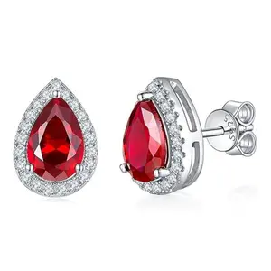 925 Sterling Silver Synthetic Sapphire Hypoallergenic 4ct Pear Cut Women's Stud Earrings Gift for Women