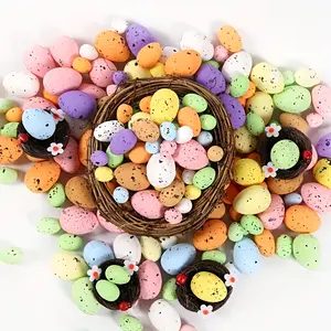 50-100 Easter eggs, colored foam eggs, DIY garland decorated with spotted pigeon eggs, and simulated pigeon eggs.