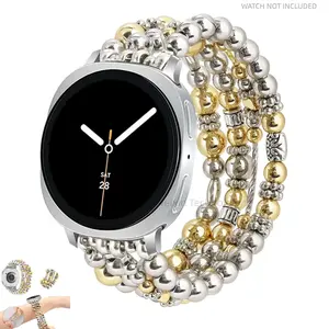 Beaded bracelet compatible with Samsung 8th generation Galaxy Watch 8 40mm/44mm/8 Classic 46mm fashionable elastic bead elastic jewelry strap replacement, Smartwatch Strap, Smart Watch Accessories, Adjustable, handmade bead strap, jewelry strap