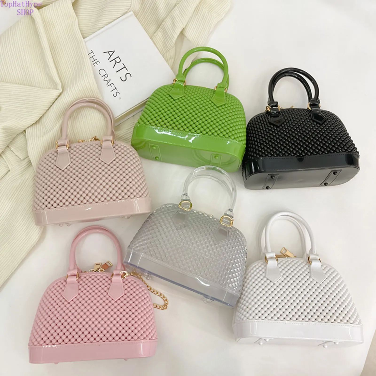 2026 Summer New Woven Jelly Dome Purse, Candy Color Top Handle Crossbody Bag for Women, Cute Shell Handbag for Kids Casual Use, Crossbody Bags For Women, Handbags For Women