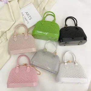 2026 Summer New Woven Jelly Dome Purse, Candy Color Top Handle Crossbody Bag, Cute Shell Shoulder Handbag for Women & Kids Casual Use,summervibes