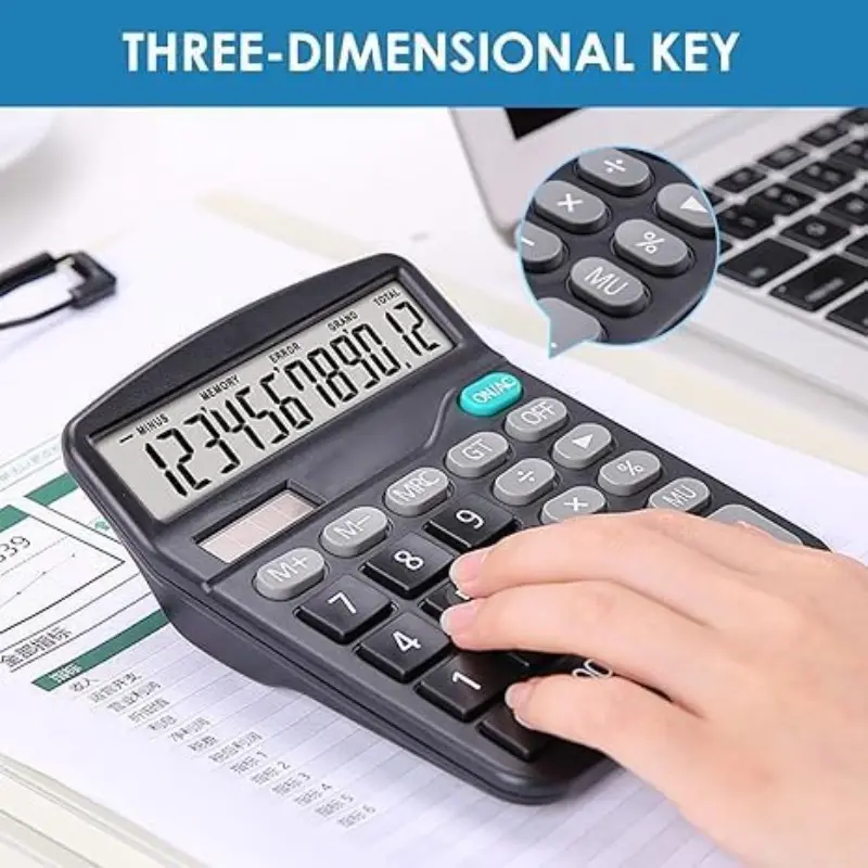 Large Electronic Desktop Calculator with 12 Digit Display, Multifunctional Large Buttons, Ideal for Business Office School Calculations