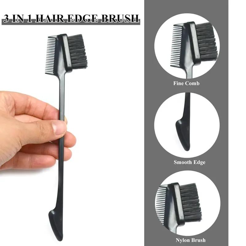 Idoli Hair Edge Brush 3 in 1 Double Sided Pack for Smoooth Grooming Haircare Heatless