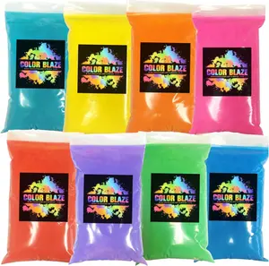 Color Blaze Holi Colored Powder - 1 lb of Each Color - Pink, Red, Orange, Yellow, Green, Teal, Blue, Purple - for Fun Runs, Toss, Rangoli, Color War, Party & Festivals - Total Pack of 8 Pounds