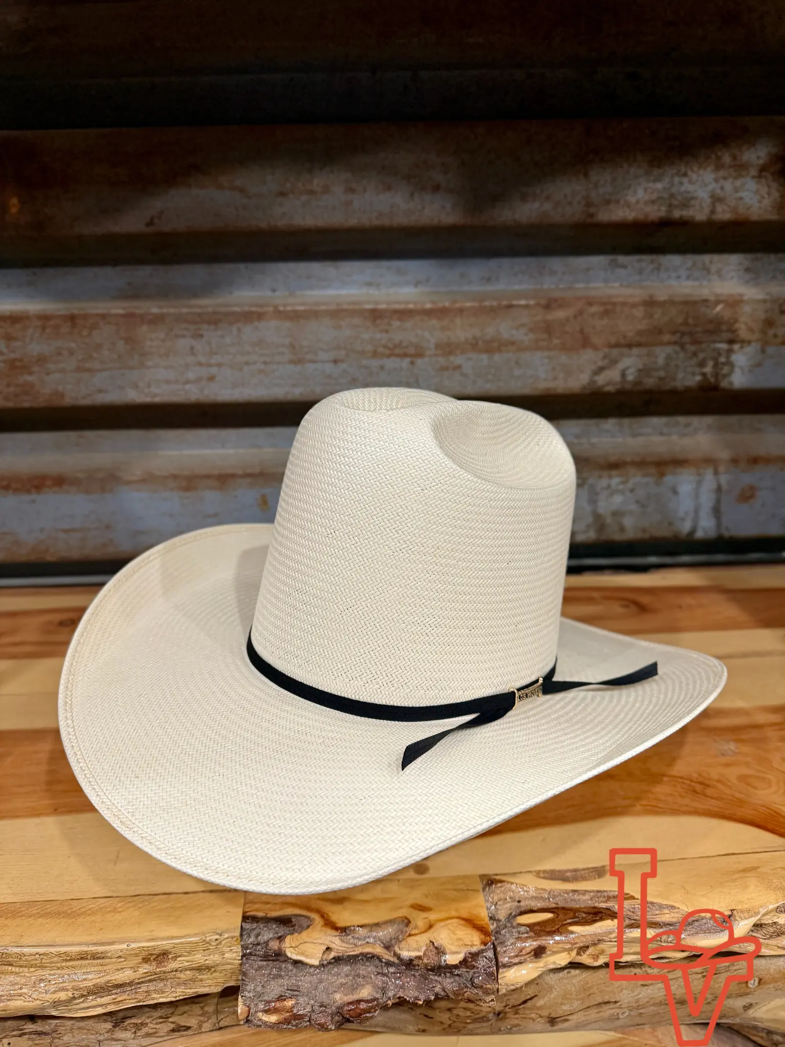 Los Vaqueros Straw Hat Open Tall Crown Ghost White