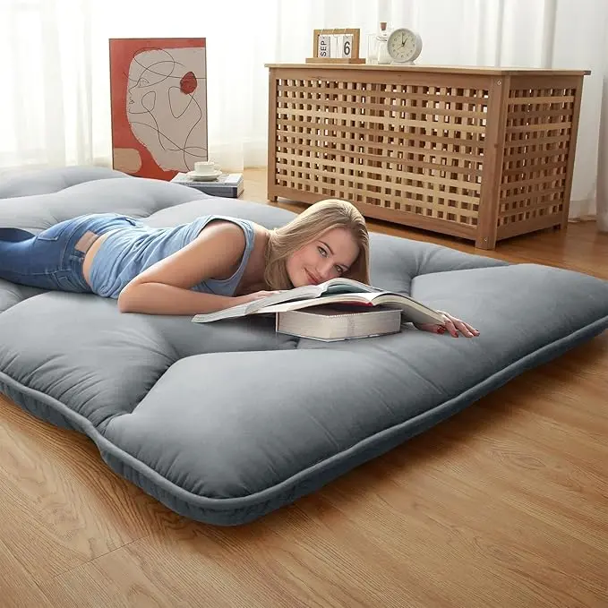 Japanese Floor Mattress -Twin/ Full /Queen Size Futon Mattress Roll Up, Tatami Mat, Camping Mattress, and Couch Mattress Pad