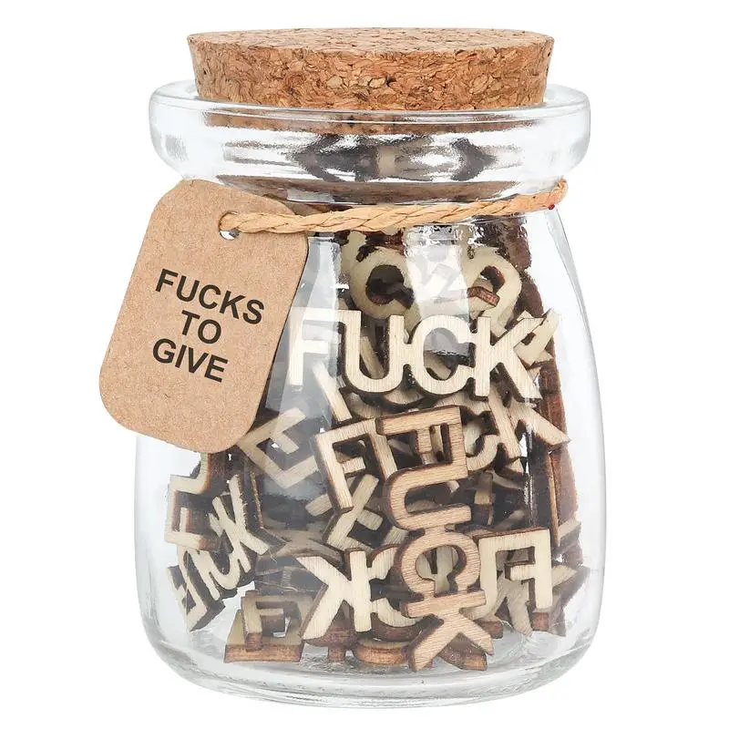 Jar of Fucks,Fucks to Give Gag Gifts,Fuck Wooden Cutout Letter Funny Gifts for Valentine'sDay/Birthday/Anniversary/Christmas/Labor Day,Home Decor,Offi