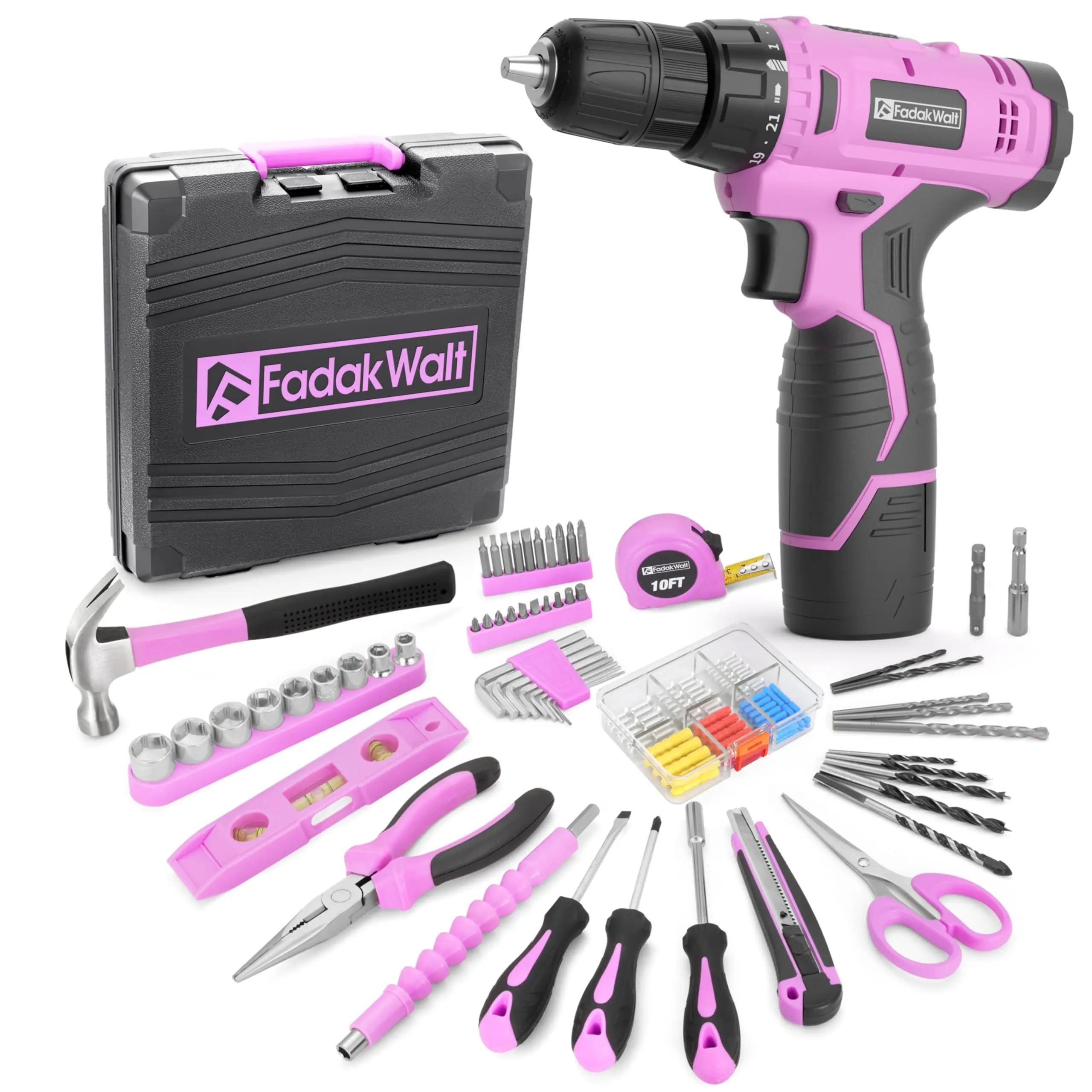 FADAKWALT 12V Rechargeable Cordless Drill Driver Set with Cells, Hand Drill Pack, Wireless Power Tool Combo, Electric Screwdriver for DIY Maintenance & Home Repair